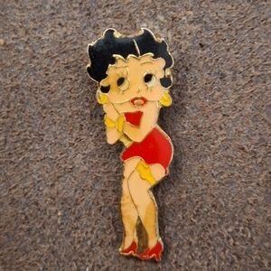 Super Cute Vintage Rare 1980's Betty Boop Wearing A Red Dress Enamel Pin